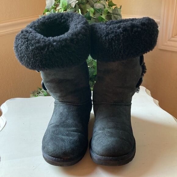 Ugg Bailey Triplet Button Tall Black Wash Black Snow Boots # 1874 Women’s Size 8 - Picture 6 of 16